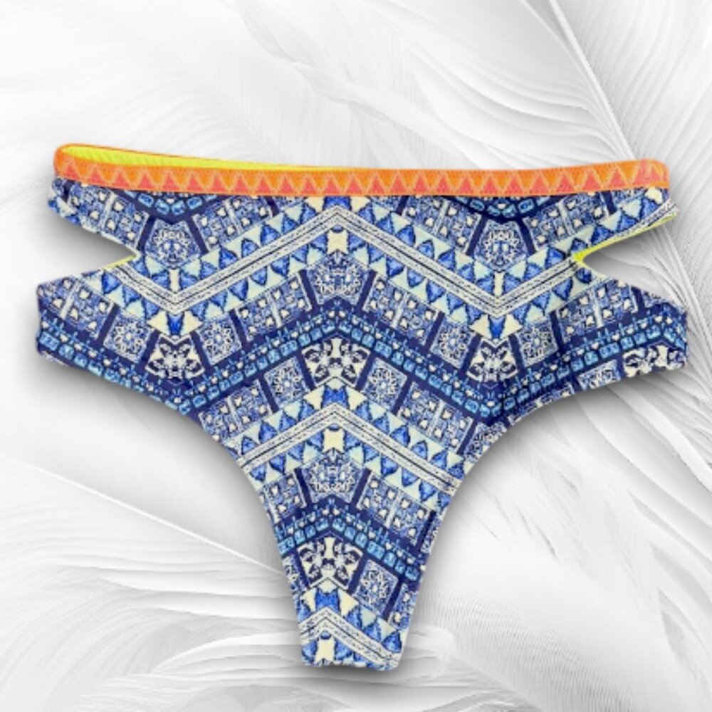 Victoria’s Secret Blue Tribal Bikini Bottoms Size XS - Picture 2 of 7